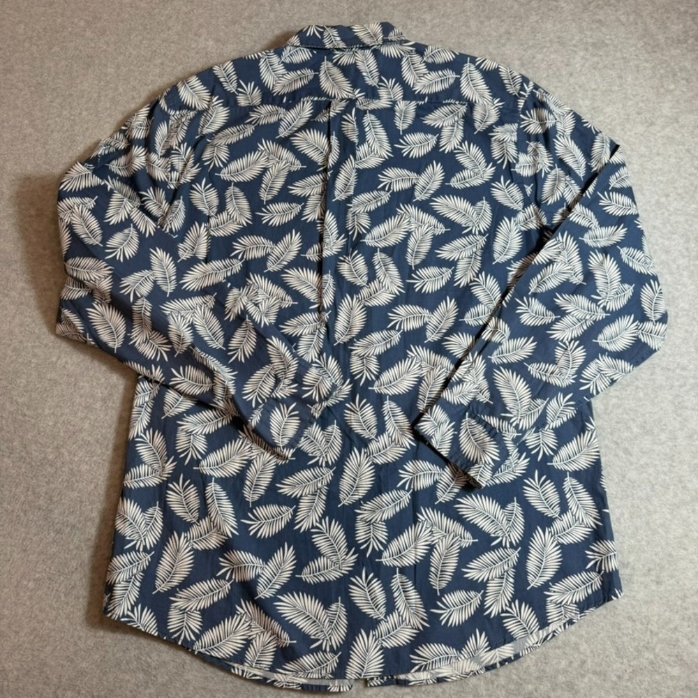 Gap Button Up Shirt Mens XL Blue Floral Leaf Print Slim Fit Long Sleeve - Picture 7 of 11